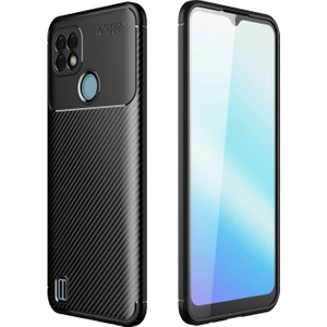 Aqua Aksesuar Realme C25S Kılıf Rugged Armor Karbon Desenli Tam Koruma Silikon Kapak