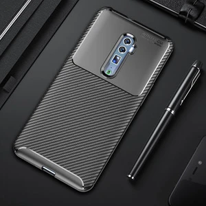 Aqua Aksesuar Oppo Reno 10X Zoom Kılıf Rugged Armor Karbon Desenli Tam Koruma Silikon Kapak