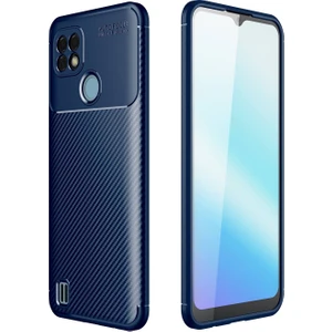 Aqua Aksesuar Realme C25S Kılıf Rugged Armor Karbon Desenli Tam Koruma Silikon Kapak