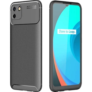 Aqua Aksesuar Realme C11 Kılıf Rugged Armor Karbon Desenli Tam Koruma Silikon Kapak