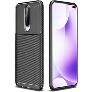 Aqua Aksesuar Xiaomi Poco X2 Kılıf Rugged Armor Karbon Desenli Tam Koruma Silikon Kapak