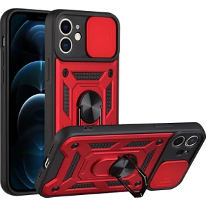 Apple iPhone 12 Pro Kılıf Ultra Korumalı Yüzüklü Manyetik Sürgülü Vega Kapak