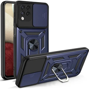 Samsung Galaxy A12 Kılıf Ultra Korumalı Yüzüklü Manyetik Sürgülü Vega Kapak