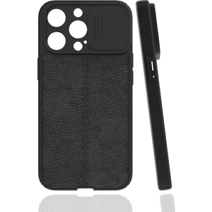 Apple iPhone 13 Pro Max Kılıf Deri Desenli Kamera Korumalı Sürgülü Niss Silikon
