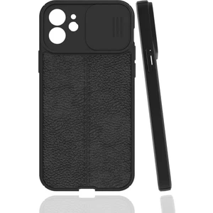 Apple iPhone 12 Kılıf Deri Desenli Kamera Korumalı Sürgülü Niss Silikon