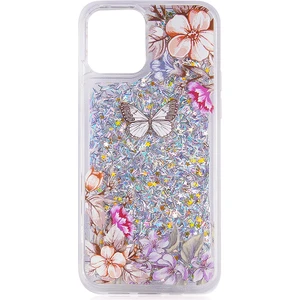 Apple Iphone 13 Mini Kılıf Sıvılı Desenli Simli Marsmelow Silikon