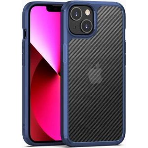 Apple Iphone 13 Mini Kılıf Renkli Kenarlı Transparan Karbon Inoks Kapak