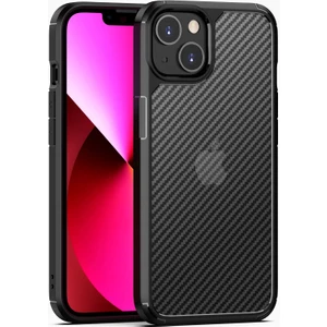 Apple Iphone 13 Mini Kılıf Renkli Kenarlı Transparan Karbon Inoks Kapak
