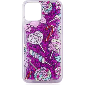 Apple Iphone 13 Pro Max Kılıf Sıvılı Desenli Simli Marsmelow Silikon
