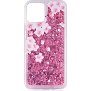 Apple Iphone 13 Mini Kılıf Sıvılı Desenli Simli Marsmelow Silikon