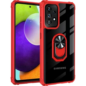 Samsung Galaxy A72 Kılıf Silikon Kenarlı Yüzüklü Manyetik Mola Kapak