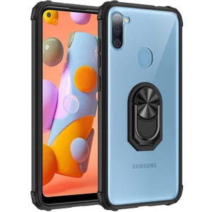 Samsung Galaxy M11 Kılıf Silikon Kenarlı Yüzüklü Manyetik Mola Kapak