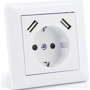 Sıva Altı Topraklı Priz 16A + 2 USB 2,3A