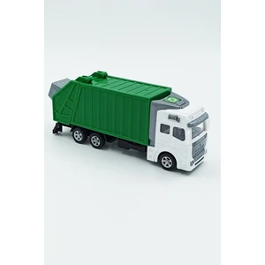 Çöp Kamyonu Yeşil Renkli Arkası Açılan Çek Bırak Özellikli Oyuncak Plastik Çöp Kamyonu 21CM.