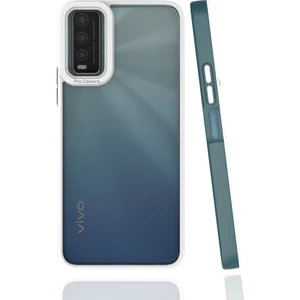 Vivo Y11S Kılıf Renkli Silikon Kenarlı Kamera Korumalı Şeffaf Mima Kapak