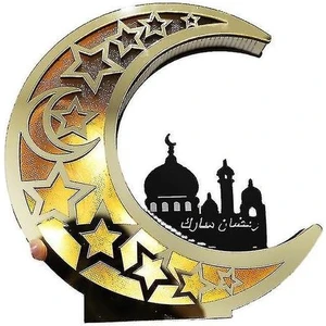 Sld Gece Işıkları Ortam Aydınlatma Ahşap Müslüman Ay Lambası LED Işık Ramazan Süsler Eid Mübarek Süs Islam Parti Malzemeleri (Yurt Dışından)