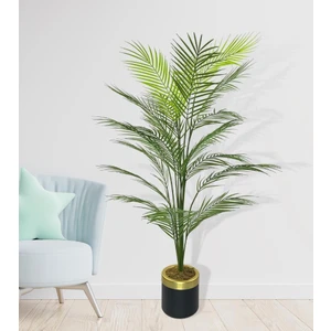 Yapay Ağaç Areka Ağacı Gold Halkalı Siyah Lüx Saksılı Palmiye Ağacı Salon Bitkisi 130 cm 20 Yaprak