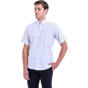 Erkek Gri Desenli Regular Fit Pamuklu Kısa Kol Gömlek