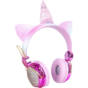 Kablosuz Kulaklık Karikatür Unicorn Çocuk Mikrofonlu Kulaklıklar Kız Gamer Çocuk Sevimli Bluetooth Kulaklık Hediyeler