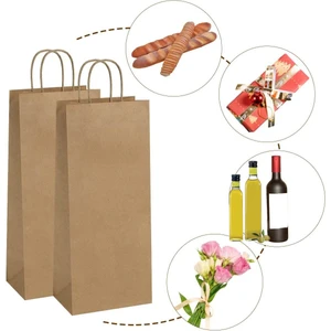Roco Paper Co. Roco Paper Kraft Şişe Poşeti  Kağıt Şişe Çantası 25 Adet 17X38X7 cm