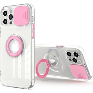 iPhone 13 Pro Max 6.7inç Kılıf Sürgülü Kamera Lens Korumalı Yüzük Standlı Silikon Kılıf ALL-35487