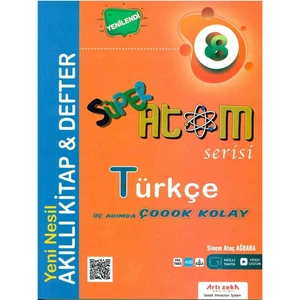 Artı Zeka Yayınları Artı Zeka 8 Sınıf Süper Atom Türkçe Akıllı Kitap +Defter