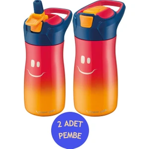 Matara Picnik 580 ml Çelik Gülen Yüz 2 Li Set Pembe