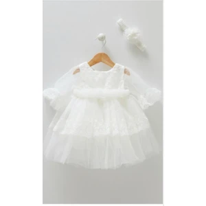 Kız Bebek Elbise - Caramell - Ekru - 6-9 Ay