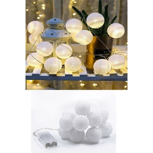 2 Adet Dekoratif Süsleme Işığı Pamuk Top Koton LED Işık Dekoratif Işıklı 10 Lu Top 2 Metre