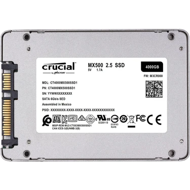 Crucial MX500 4TB SSD 560-510 3D NAND SATA 2.5 Fiyatı