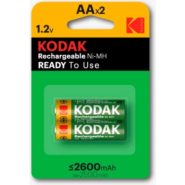 Kodak Şarjlı AA Kalem Pil 2600 Mah Uzun Süreli Kullanım İçin Ekonomik Çözüm 2'li