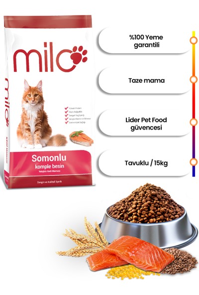 Milo Somonlu Yetişkin Kedi Maması 10 Kg