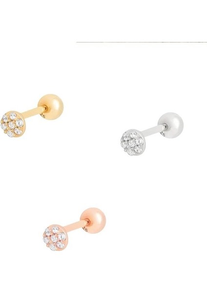 Gümüş Taşlı Tragus Kıkırdak Piercing Tek Küpe HS17G35