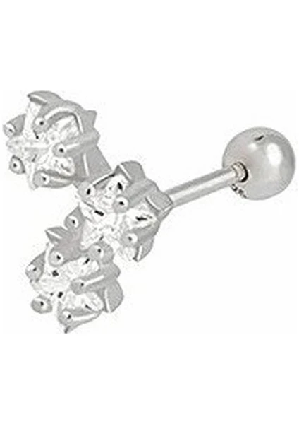 Erer Gümüş Gümüş Taşlı Tragus Kıkırdak Piercing Tek Küpe HS87E96