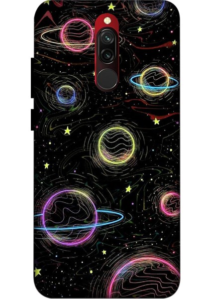 Xiaomi Redmi 8 Kılıf Baskılı Renkli Gezegen Desenli Zipax A++ Silikon - 8842