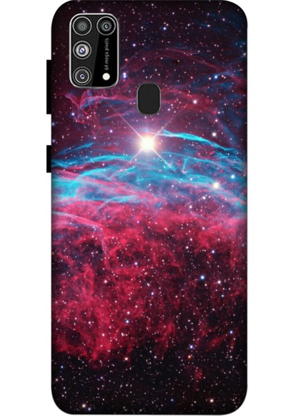 Samsung Galaxy M31 Kılıf Baskılı Kızıl Galaksi Desenli Zipax A++ Silikon - 8821