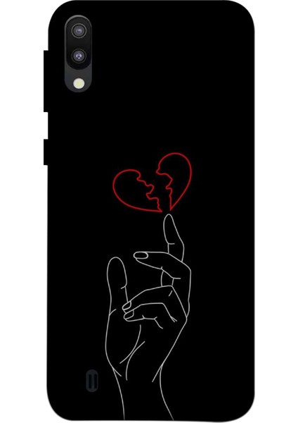 Samsung Galaxy M10 Kılıf Baskılı El Kırık Kalp Desenli Zipax A++ Silikon - 8851