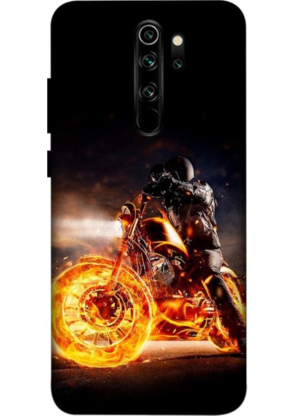 Xiaomi Redmi Note 8 Pro Kılıf Baskılı Ateş Motosiklet Desenli Zipax A++ Silikon - 8830