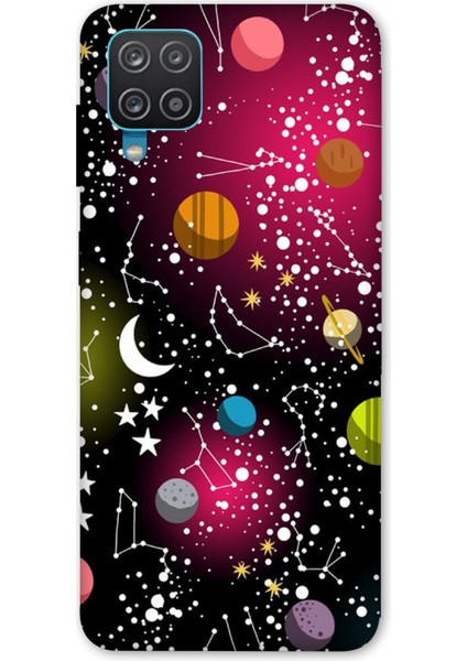 Samsung Galaxy M12 Kılıf Baskılı Gezegen Renkli Desenli Zipax A++ Silikon - 8843