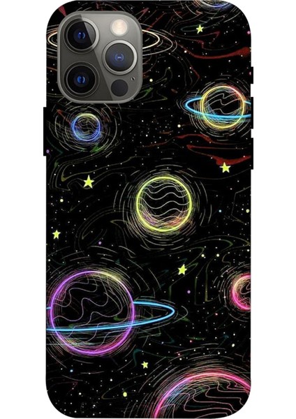Apple Iphone 12 Pro Max Kılıf Baskılı Renkli Gezegen Desenli Zipax A++ Silikon - 8842
