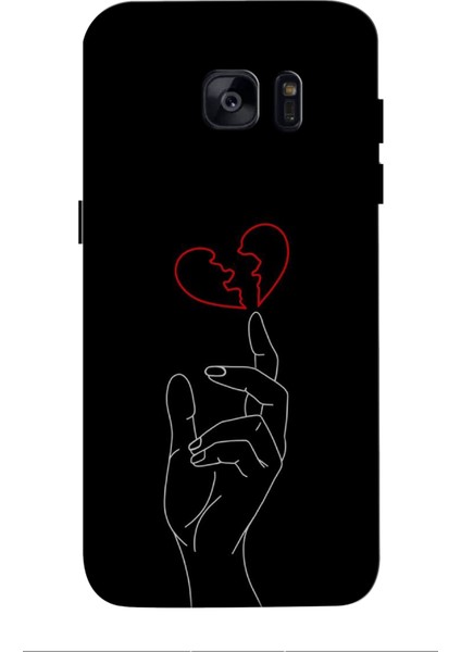 Samsung Galaxy S7 Edge Kılıf Baskılı El Kırık Kalp Desenli Zipax A++ Silikon - 8851