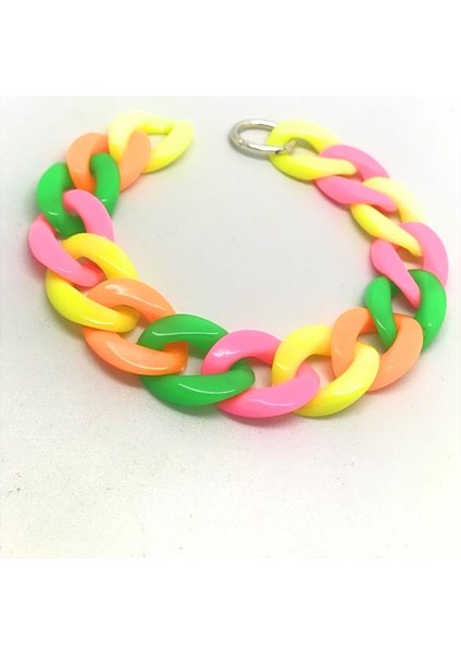Gümüş Kilitli Neon Renkli Zincir Model Halhal