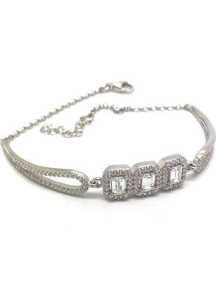 Gümüş Baget Taşlı Bayan Bileklik EL98E63