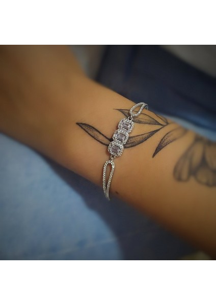 Gümüş Baget Taşlı Bayan Bileklik EL98E63 fiyatları