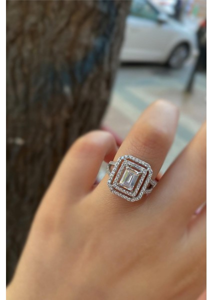 Gümüş Baget Taşlı Bayan Yüzük OZ46E26E