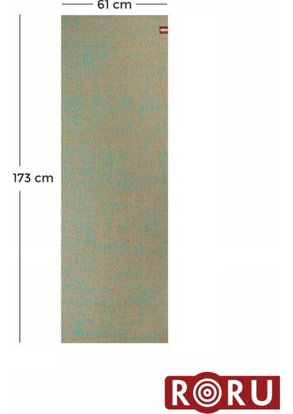 Roru Concept Doğal Jüt Yoga Egzersiz Matı 173 x 61 cm 5 mm Kuru, Az - Orta Terleyen Eller İçin, Turkuaz