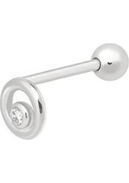 Gümüş Taşlı Tragus Kıkırdak Piercing Tek Küpe HS87E366