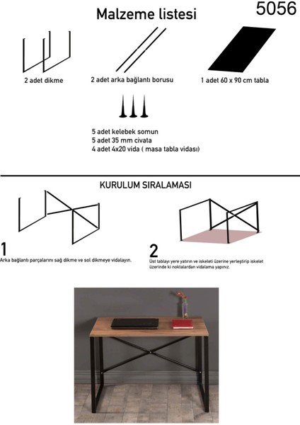 Güzelkan Madeni Eşya Bilgisayar Masası Çalışma Laptop Masası 1002