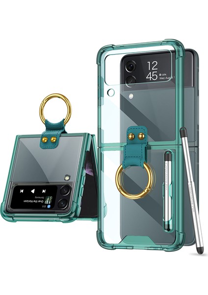 Samsung Galaxy Z Flip 3 Parmak Yüzük Şeffaf Silikon Hava Köşesi Darbeye Dayanıklı Koruma Cep Telefonu Kılıfı Kapağı (Yurt Dışından)