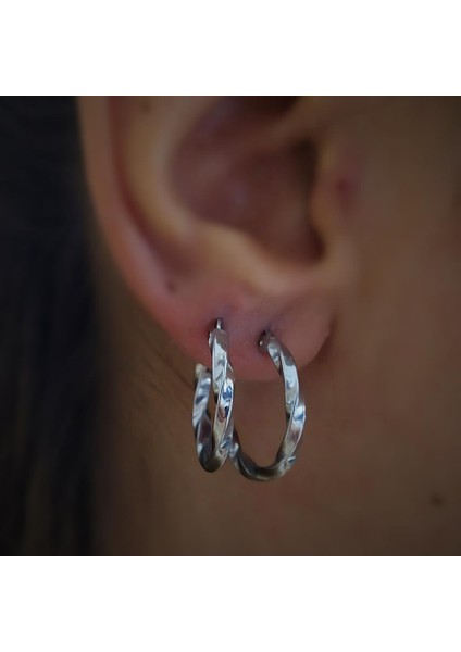 Gümüş 1.7 cm Lik Burgu Gümüş Halka Küpe DY98E6 fiyatları